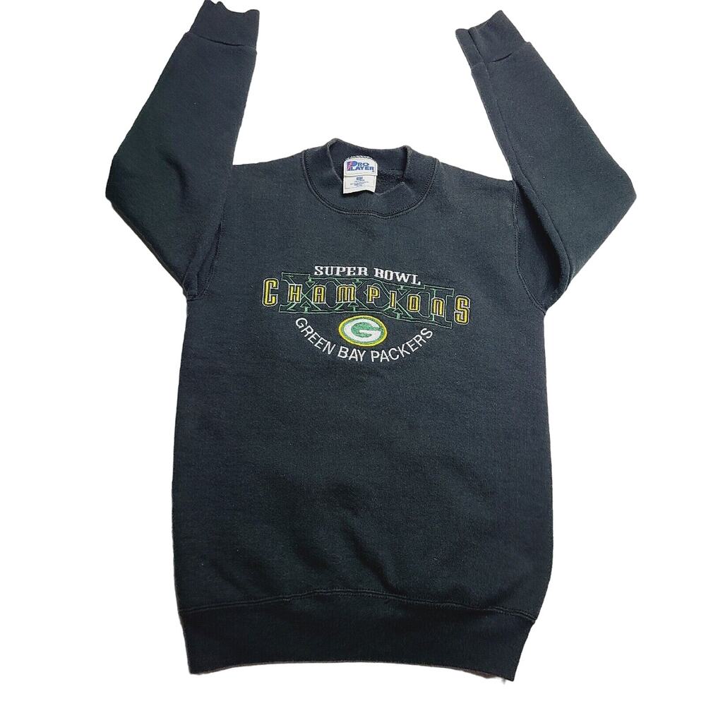 Vintage Pro Player Green Bay Packers NFL Sweatshirt Youth Medium 10-12 Black